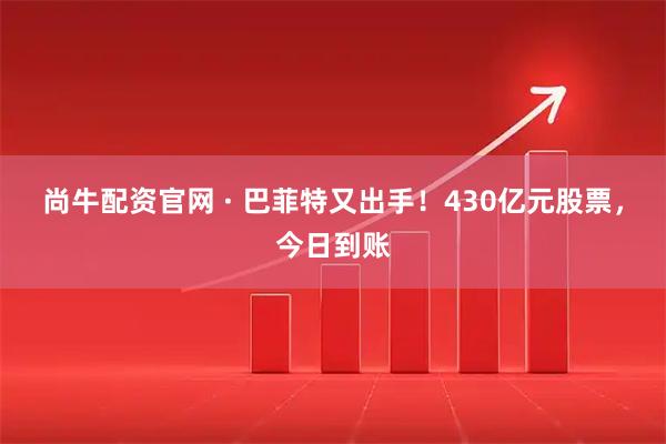 尚牛配资官网 · 巴菲特又出手！430亿元股票，今日到账